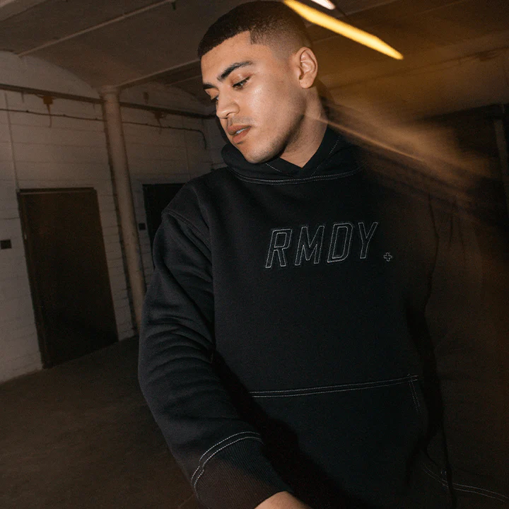 Black Contrast Stitch RMDY. Hoodie